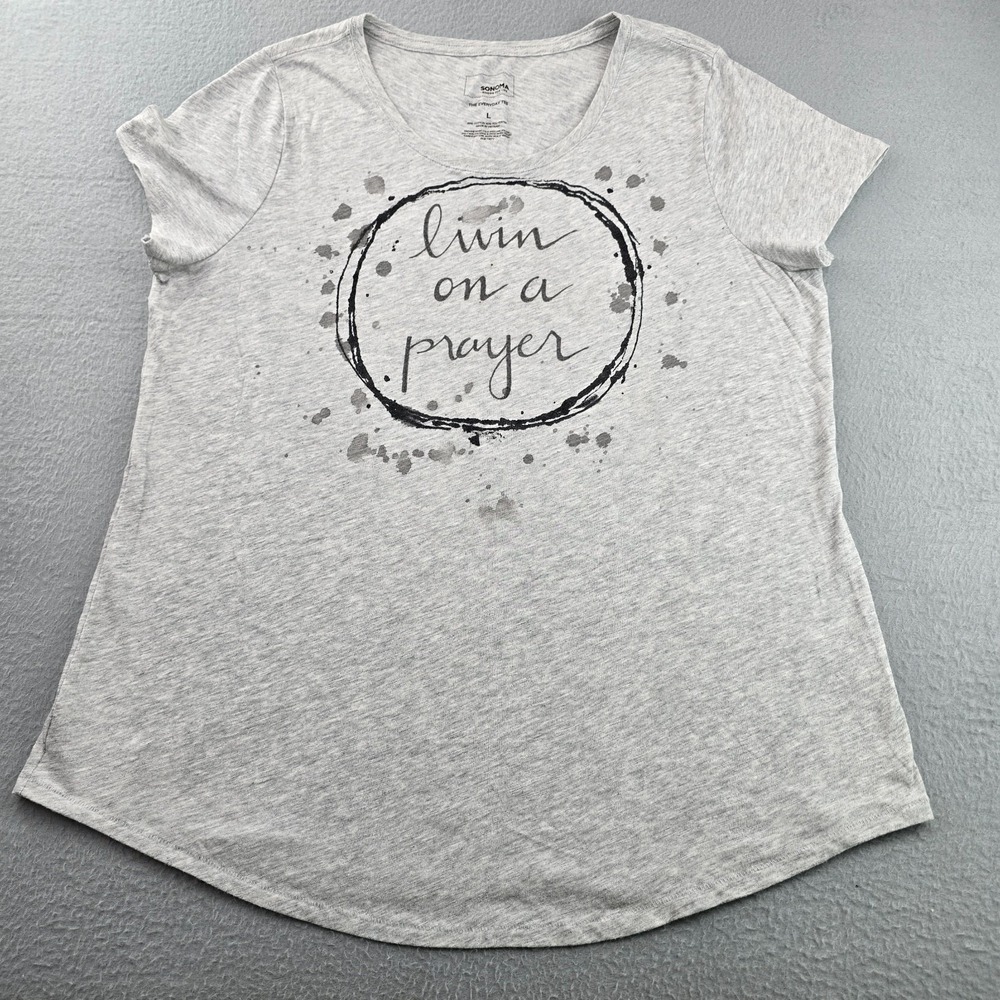 Sonoma The Everyday Tee Shirt Womens Large Heather Gray Short Sleeve Round Neck